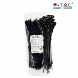 V-TAC Confezione da 100 fascette stringicavo autobloccanti in nylon nero fermacavi per cablaggi