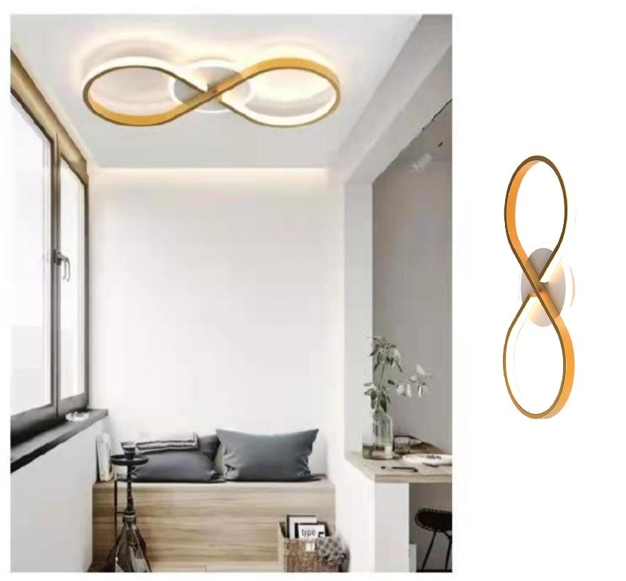 Plafoniera led 22w intrecciato infinito oro lampada da soffitto design  moderno luce per camera soggiorno cucina