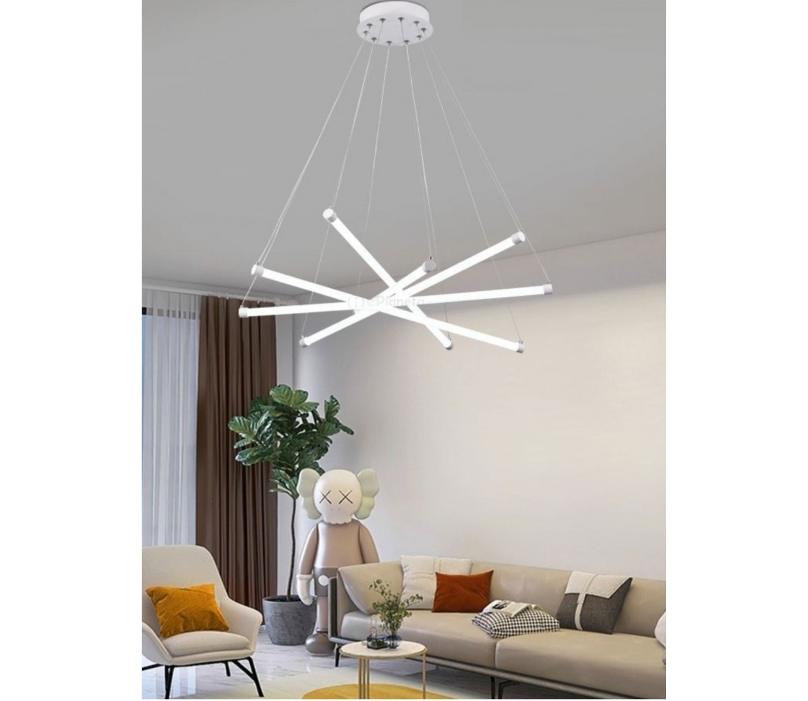 Lampadario a sospensione led 55w con stecche bacchette incrociate design  moderno luce bianco naturale