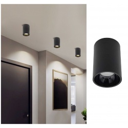 Faretto proiettore orientabile da soffitto parete a cilindro con attacco  per led GU10 nero