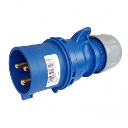 Spina industriale volante 230V CEE 6H 2P + T 32A IP44 per esterno impermeabile blu