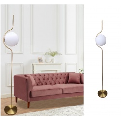 Lampada da terra Oro Argento con sfera in vetro bianco piantana design moderno per salotto camera