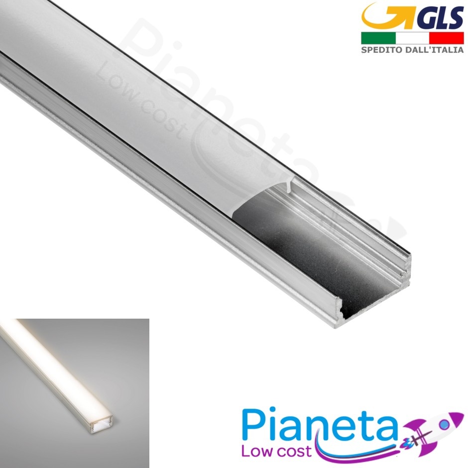 Striscia 144 LED rigida barra copertura opaco profilo alluminio 1 mt 12V  bianco caldo naturale