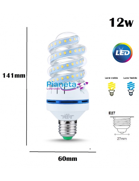 Lampadina led a spirale E27 12 16 20w lampada risparmio energetico basso  consumo - Pianeta Lowcost
