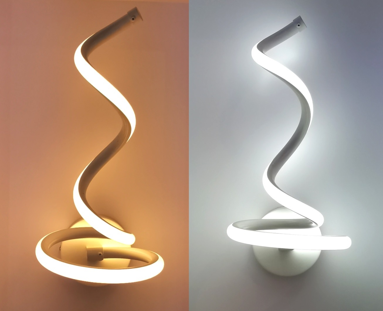 Applique a parete spirale LED 12W lampada muro moderno bianco per camera  bagno interno