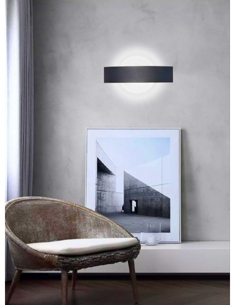 Applique parete led 8w cerchio nero lampada muro moderno interno camera  salotto