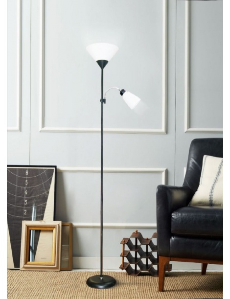 Lampada da terra luce led E27 piantana design moderna bianco nero argento  per camera salotto