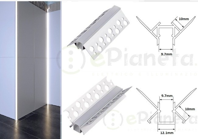 Profilo da incasso per Cartongesso in Alluminio per doppia