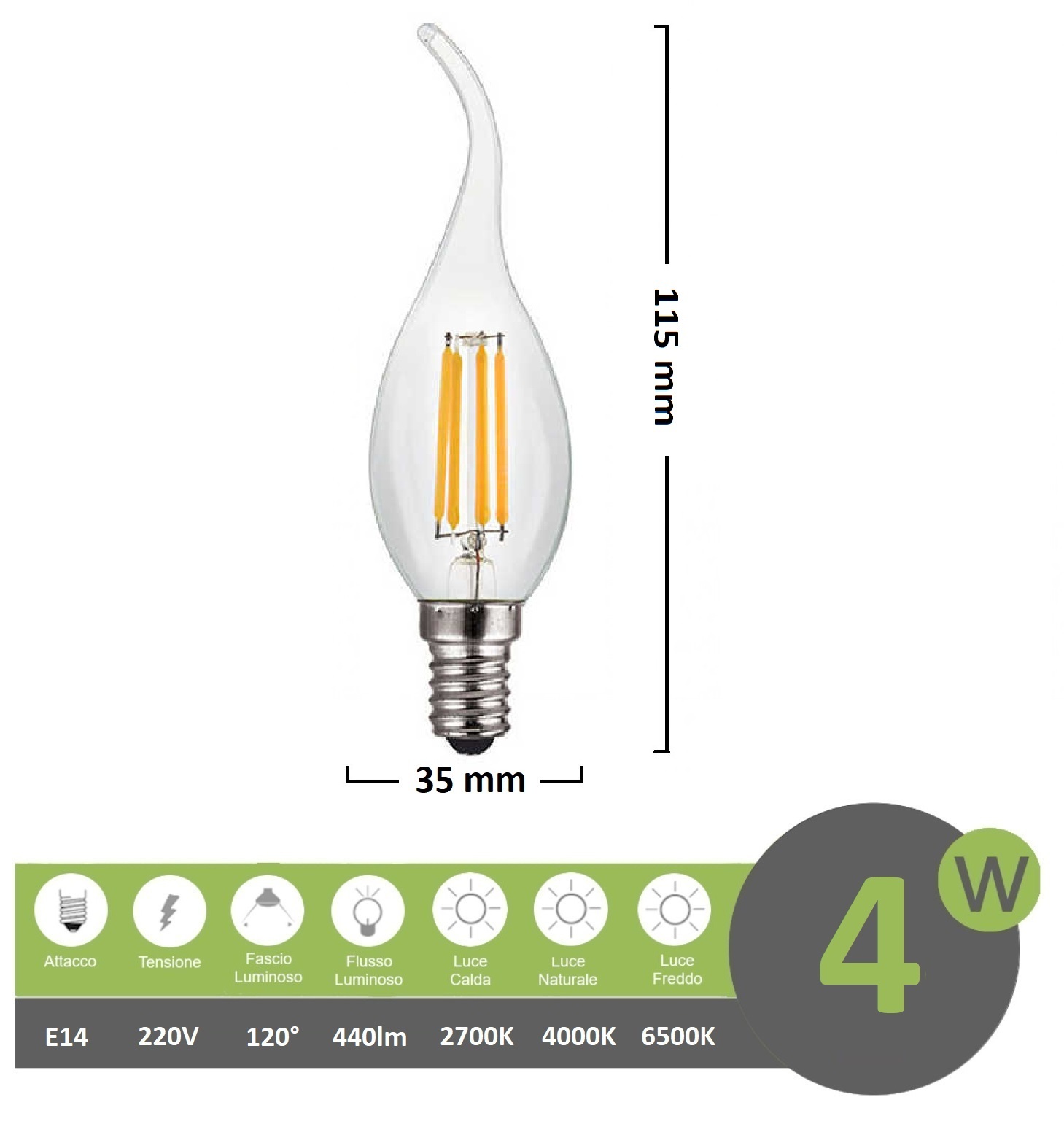 X10 lampadina led E14 candela opaca 3w luce bianca naturale calda Mapam