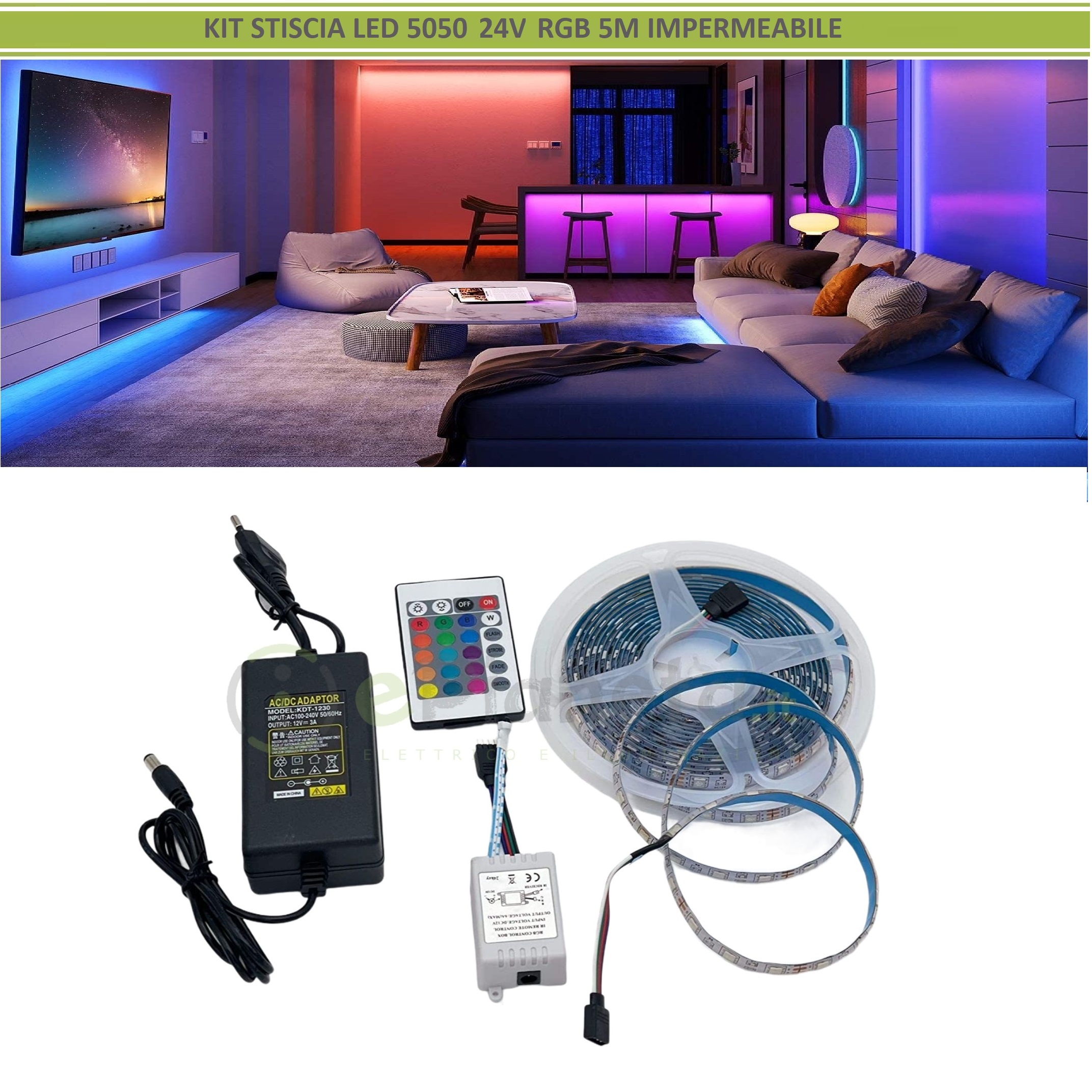 Striscia Led Wifi Smart RGB+W Luce calda Kit completo da