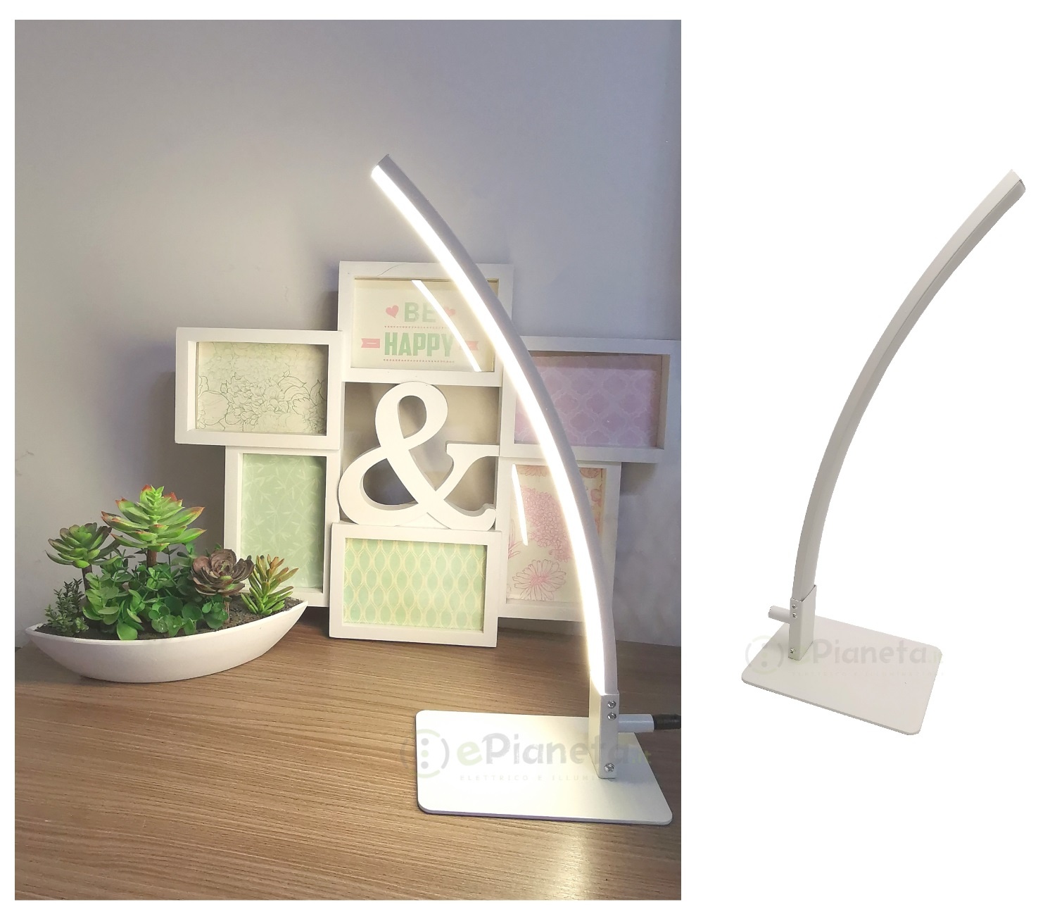 Lampada da scrivania led 5w bianco lineare curvo design moderno luce  naturale lume per comodino tavolo